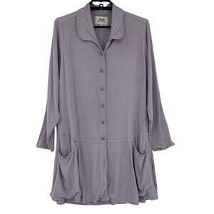 Flax Jeanne Engelbart Tunic Womens Top Sz Petite Lilac Boho Neutral Coastal Flaw
